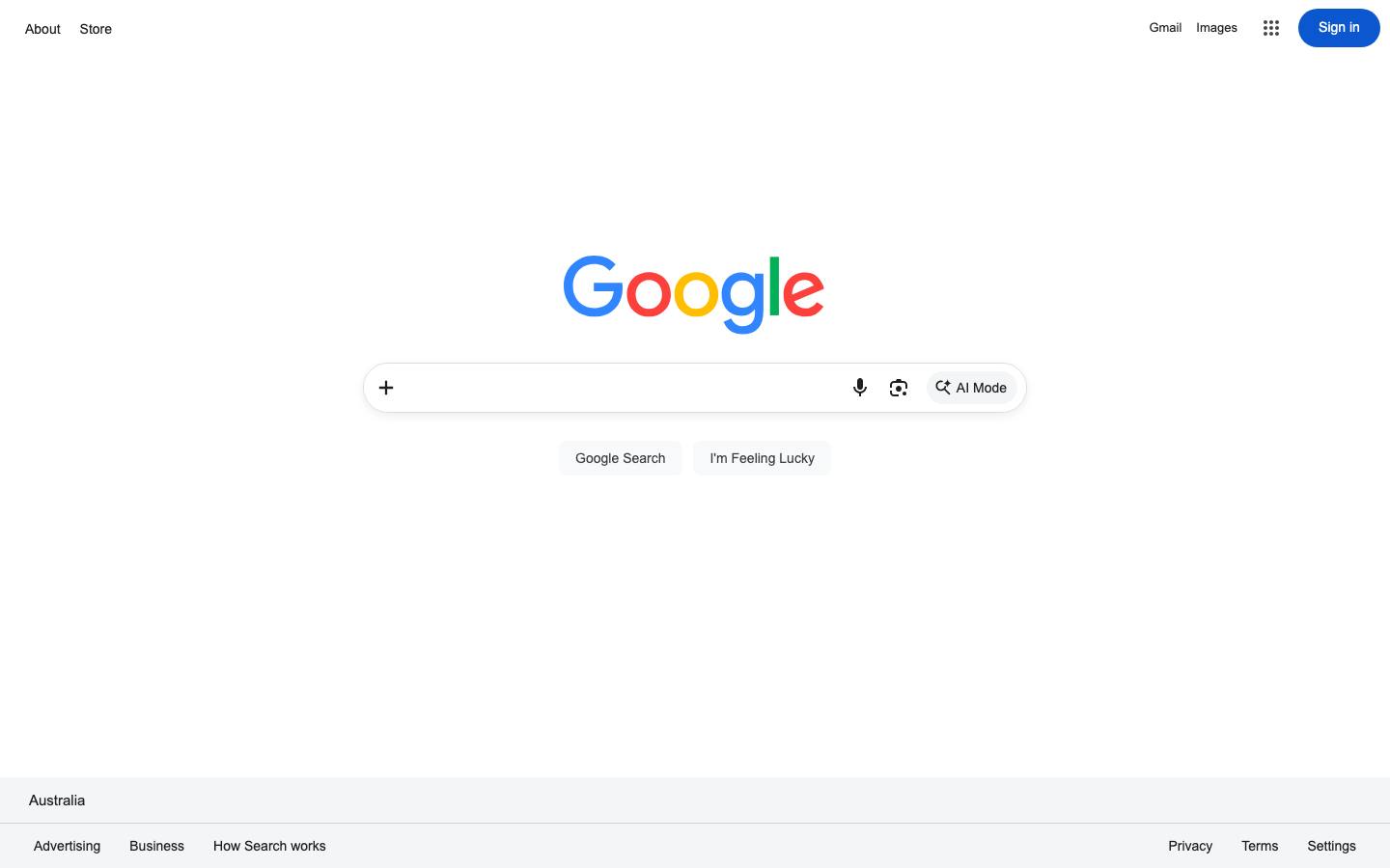 Example desktop shot of google.com