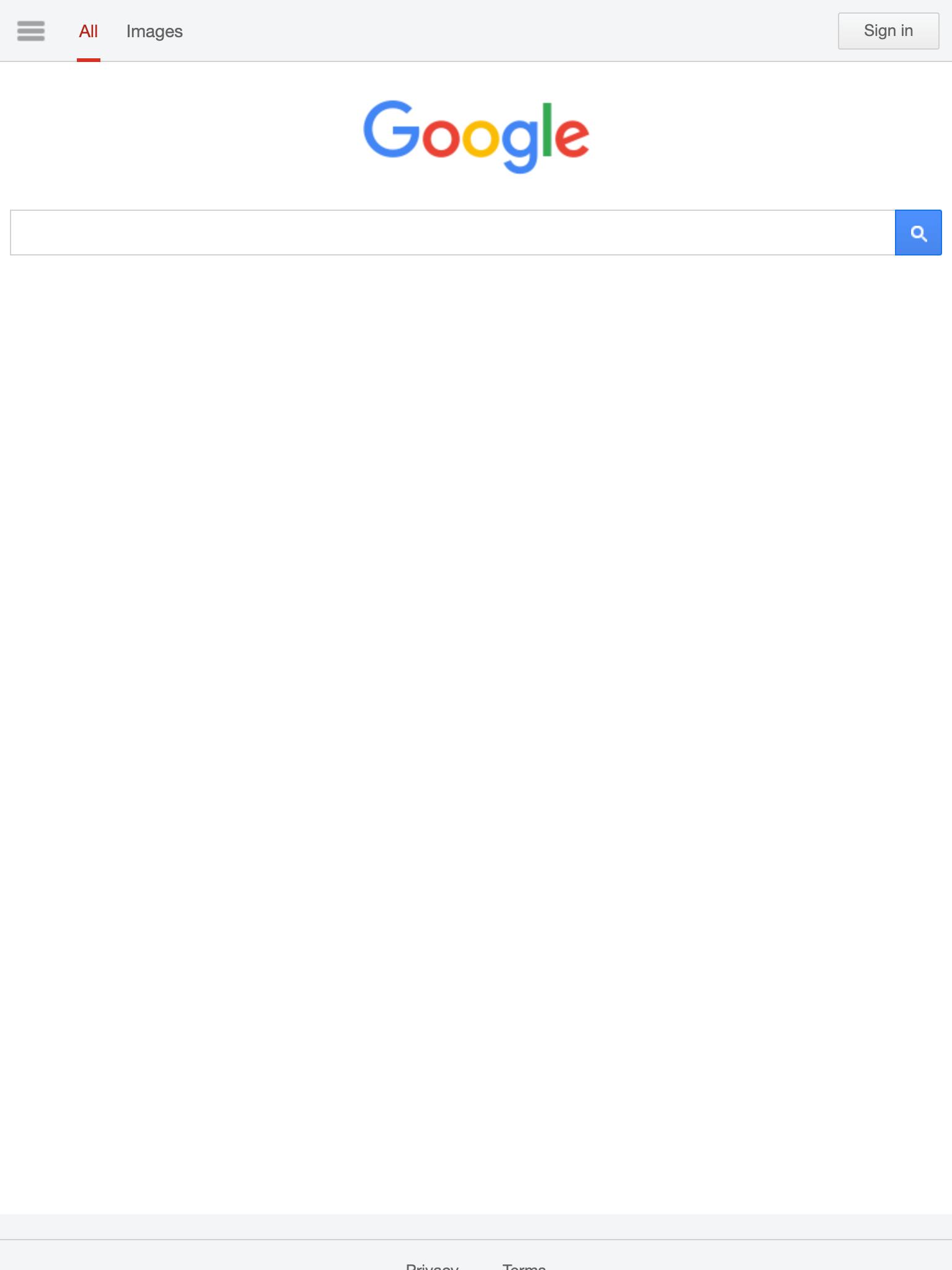 Example tablet shot of google.com